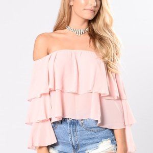 New! Fashion Nova ruffle blouse in pink size L